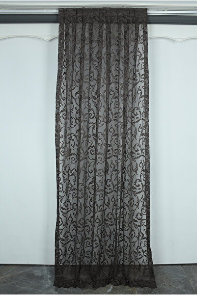 AKÇA TEKSTİL SULTAN 2 MODEL KOYU VİZON RENK TEK KANAT Hazır dikilmiş Pileli F...