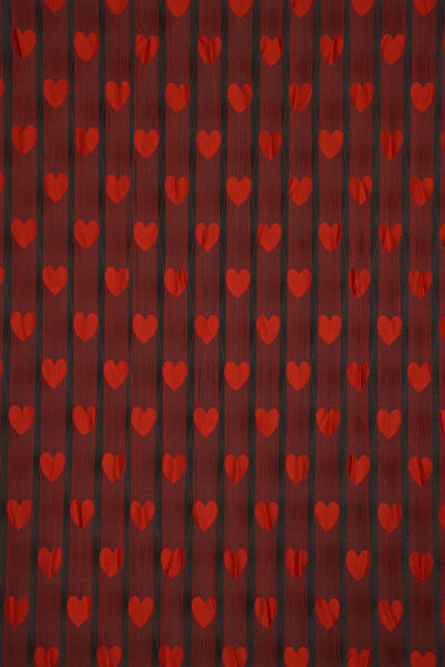 AKÇA TEKSTİL United Model with Hearts Red Color Rope Curtain Ready-Made Rope ...