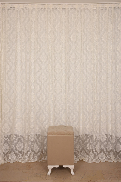 AKÇA TEKSTİL DAMAKS ΚΡΕΜ ΧΡΩΜΑ ΜΟΝΟΦΥΛΛΟ Έτοιμη πλισέ κουρτίνα φόντου 300*260...