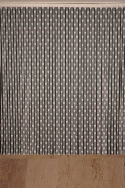 AKÇA TEKSTİL KALPLİ MODEL KREM RENK İP PERDE HAZIR İP PERDE 300*270