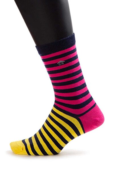 The Socks House Γυναικείες μαύρες κάλτσες με διπλόχρωμο σχέδιο