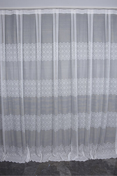 AKÇA TEKSTİL KDK 1420 نمط مكسور اللون الأبيض جناح واحد جاهز مخيط مطوي خلفية ا...