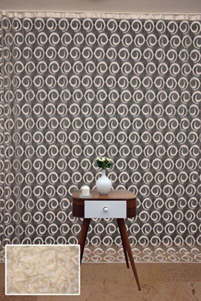 AKÇA TEKSTİL ستارة خيطية بلون كريمي من ماركة VAKKO، ستارة خيطية جاهزة مخيطة ب...