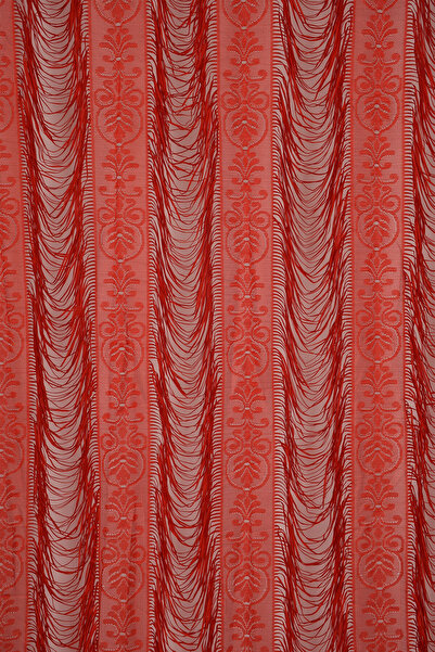 AKÇA TEKSTİL Italyan Model Kurmızı Renk Ip Perde Hazır Düğmeleri Dikilmiş Ip ...