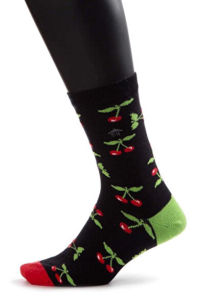 The Socks House Γυναικείες κάλτσες με σχέδιο μαύρου κερασιού