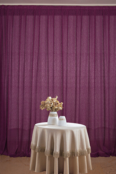 AKÇA TEKSTİL نموذج مخطط أرجواني اللون جناح واحد مخيط مسبقًا ستارة خلفية مطوية...