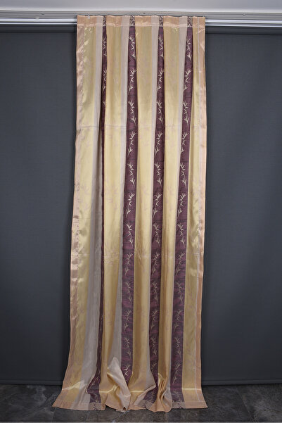 AKÇA TEKSTİL SATEN 750 MODEL VİZON RENK TEK KANAT Pileli Fon Perde 75*260 cm