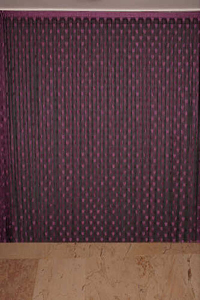 AKÇA TEKSTİL KALPLİ MODEL MOR RENK İP PERDE HAZIR İP PERDE 300*270