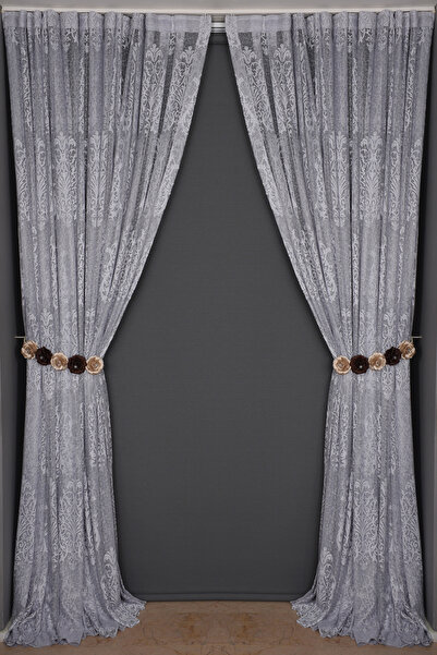 AKÇA TEKSTİL BÜYÜK DAMAKS ΓΚΡΙ ΧΡΩΜΑ ΜΟΝΟΦΥΛΑΚΤΗ ΡΑΜΜΕΝΗ ΠΛΙΣΕ ΚΟΥΡΤΙΝΑ ΦΟΝΟΥ...