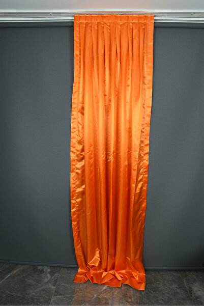 AKÇA TEKSTİL Μοντέλο Şanzelize Satin - Πορτοκαλί Χρώμα, Μονό Φύλλο, Πλισέ Κου...