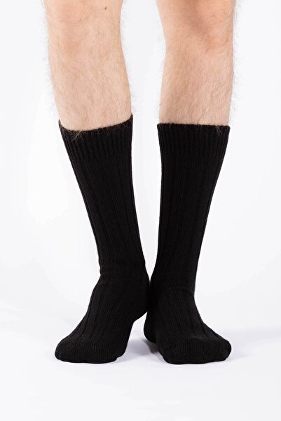 The Socks House Ανδρικές μαύρες μάλλινες κάλτσες Derby