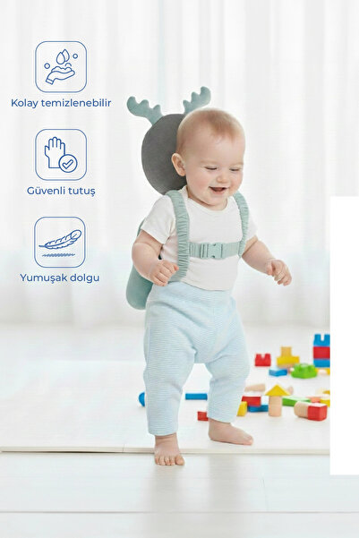 Babyjem Bebek Melek Kanadı Koruma Yastığı Yeşil Kadife