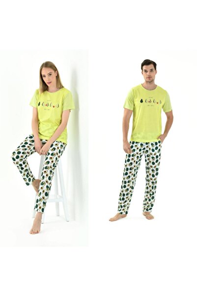 Yeni İnci Dear Husband and Wife 2 Pairs Avocado Pajama Set 1786-795