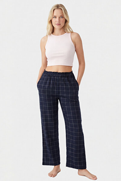 TÜREN 3616 Γυναικείο υφαντό παντελόνι με μονό πάτο