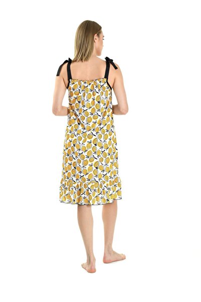 Yeni İnci Bpj1821 Γυναικείο κίτρινο νυχτικό με κοντό μανίκι