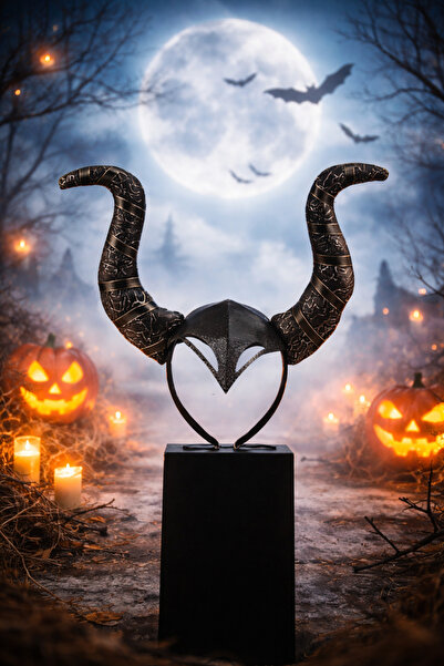 PARTİPORT Orijinal Malefiz Taç Maleficent Tacı Malefiz Boynuzlu Taç