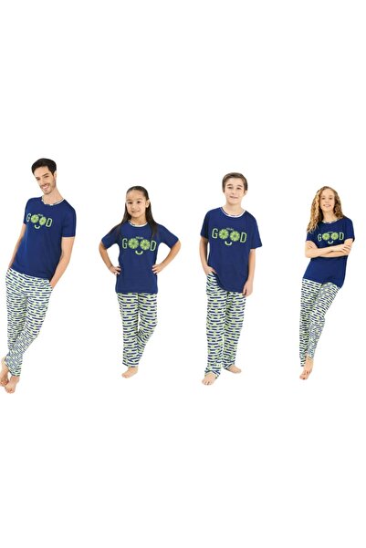 Yeni İnci 4 ÇİFT ANNE KIZ BABA OĞUL AİLE PİJAMA TAKIM