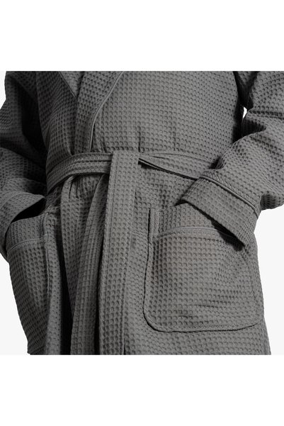 Green Black Afra Elite Series Men's Pique Bathrobe Anthracite, Oeko Tex Certified 100% Aegean Cotton, Woven 250 Gsm