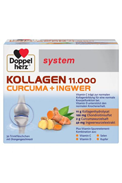 doppel herz Колаген (Колаген) 11000 Куркума + Джинджифил, Система, 30 бутилки
