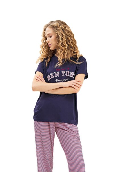 Yeni İnci Γυναικεία Πιτζάμα Σετ με Κοντά Μανίκια BPJ1971