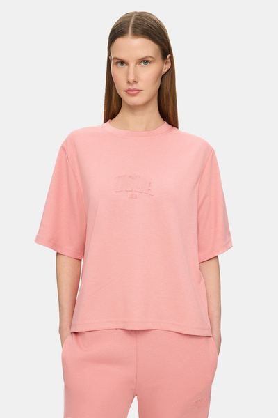 UCLA Jayla Pink Crew Neck Seersucker Printed Soft Textured Modal Fabric Loose...