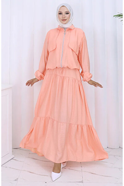 sefamerve Διπλό Σετ με Λαστιχένια Λαβή και Φερμουάρ 0129-02 Ανοιχτό Σολομό