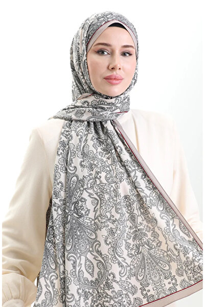 sefamerve Σάλι κρεπ Mio με σχέδιο Karaca 81099-02 Cream Mink