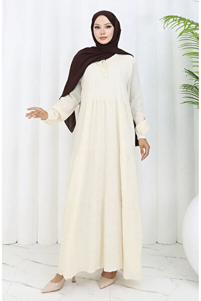 sefamerve Віскозна сукня Elbise 4079-02 Крем