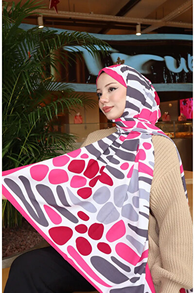 sefamerve Σάλι Κάπρι με σχέδιο 70356-01 Ροζ Γκρι