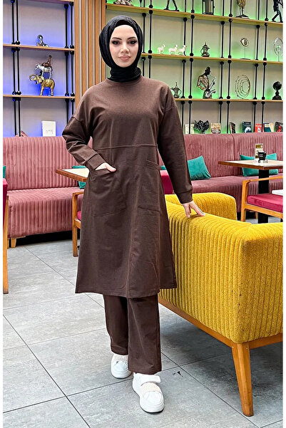 sefamerve İki İplik Cepli Eşofman Takım 03067-04 Kahverengi