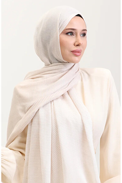 sefamerve Σάλι από λινό με σχέδιο ρίγες 70286-01 Μπεζ