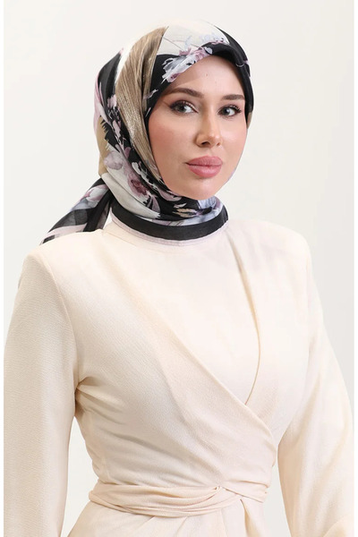 sefamerve Κεχριμπαρένιο Κασκόλ 70280-10 Μαύρο Ροζ