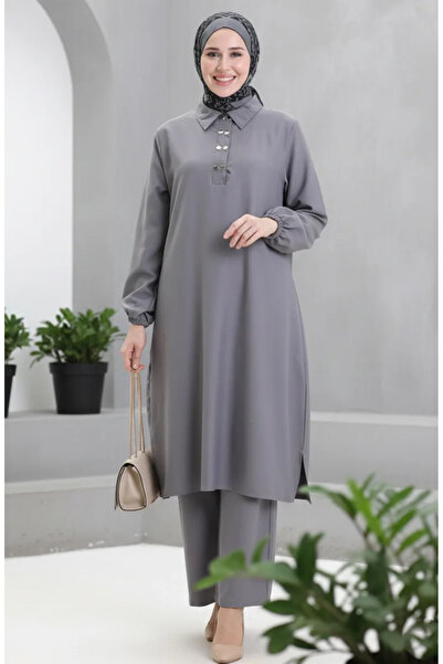 sefamerve Παντελόνι με γιακά και χιτώνα, δύο τεμαχίων, 0123-02, σκούρο γκρι