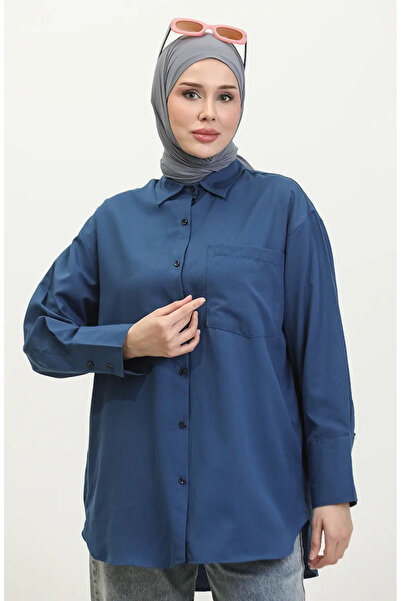 sefamerve Ανοιχτό Navy Blue Pocket Tunic 4805-01