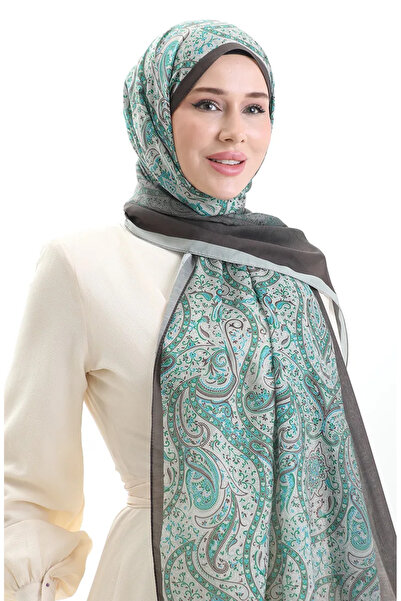 sefamerve Şal din bumbac cu model Karaca 82003-15 Verde deschis Verde smarald