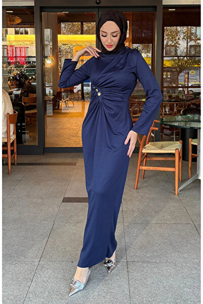 sefamerve Φόρεμα με κουμπιά μπροστά 4620-01 Navy Blue