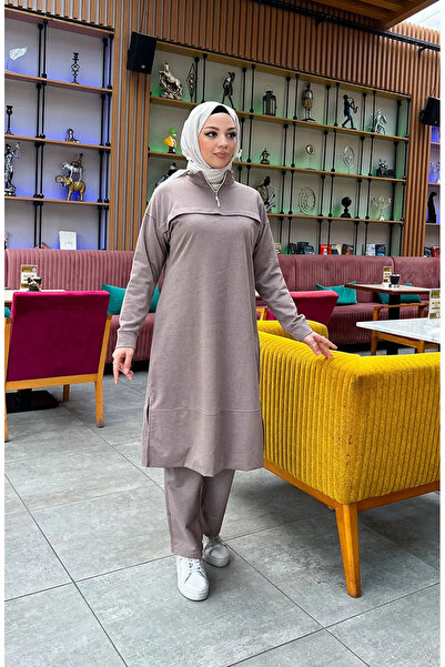 sefamerve iki İplik Fermuarlı Eşofman Takım 3062-06 Vizon