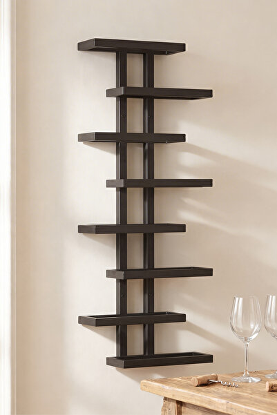 lacody 8 Şişelik Duvara Monte Şaraplık | Endüstriyel Modern Metal Tasarım