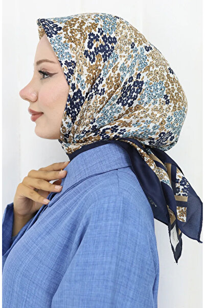 sefamerve Ψηφιακό κασκόλ από ρεγιόν 70300-03 Ναυτικό μπλε