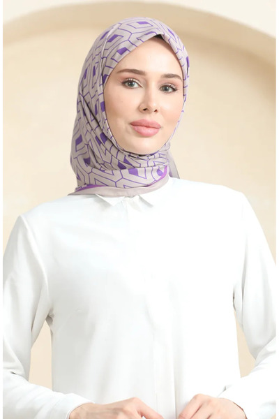 sefamerve Soft Pamuk Eşarp 19094-16 Bej Lila