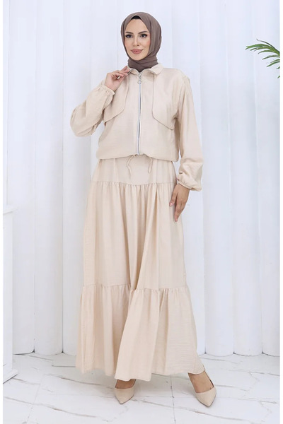 sefamerve Ολόσωμο Φόρμα Δύο Τεμαχίων με Ελαστικό Μανίκι και Φερμουάρ 0129-12 ...