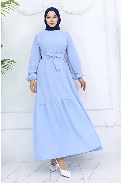 sefamerve Φόρεμα Aerobin Fabric Belted 2007-01 Ice Blue