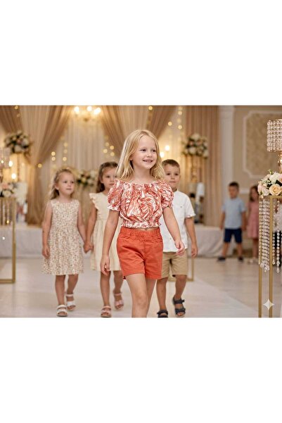 Hilal Akıncı Kids طقم شورت ملون بنمط هاواي للفتيات مكون من قطعتين