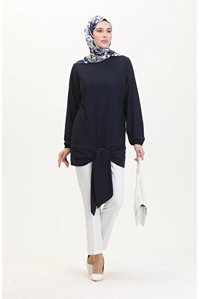 sefamerve Kuşaklı Tunik 1020-02 Lacivert
