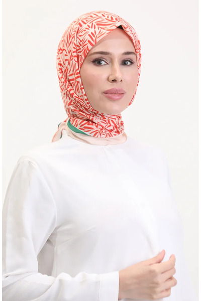 sefamerve Μαλακό κασκόλ με σχέδιο 70259-09 Κρεμ Πορτοκαλί