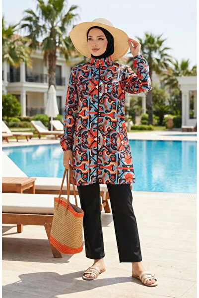 sefamerve Hidžáb plavky s geometrickým vzorem, sada 3 kusů 1903-01 Coral