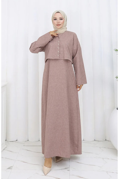 sefamerve Jacket and Gilet Two-Piece Set 2155-02 Dark Dusty Rose