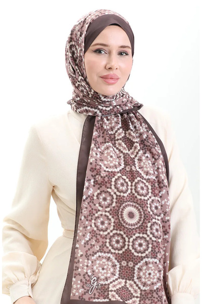 sefamerve Μαλακό σάλι με σχέδιο 70297-12 Καφέ πικρό καφέ