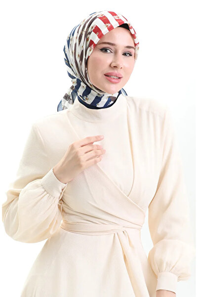 sefamerve Μαλακό κασκόλ Karaca 81057-05 Navy Blue White