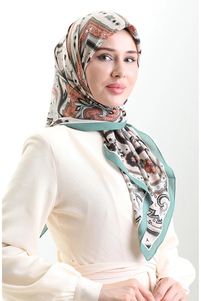 sefamerve Κασκόλ με σχέδιο Karaca 82013-10 Πράσινη Πέτρα